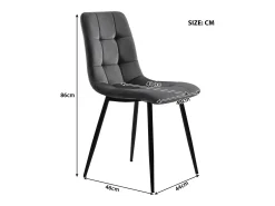 Juego de 4 sillas de comedor con respaldo, estructura de metal, gris, terciopelo