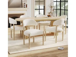 Juego de 2 sillas de comedor de madera maciza - 58 x 58 x 78 cm - estilo moderno - transpirable - acabado rizado - natural