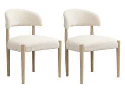 Juego de 2 sillas de comedor de madera maciza - 58 x 58 x 78 cm - estilo moderno - transpirable - acabado rizado - natural
