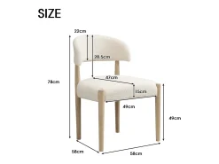 Juego de 2 sillas de comedor de madera maciza - 58 x 58 x 78 cm - estilo moderno - transpirable - acabado rizado - natural