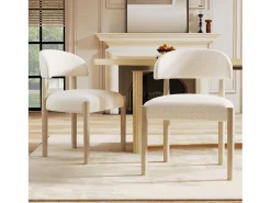 Juego de 2 sillas de comedor de madera maciza - 58 x 58 x 78 cm - estilo moderno - transpirable - acabado rizado - natural
