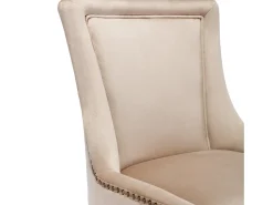 Juego de 4 sillas de comedor - asientos tapizados adornados con tachuelas decorativas y patas de madera maciza - terciopelo beige
