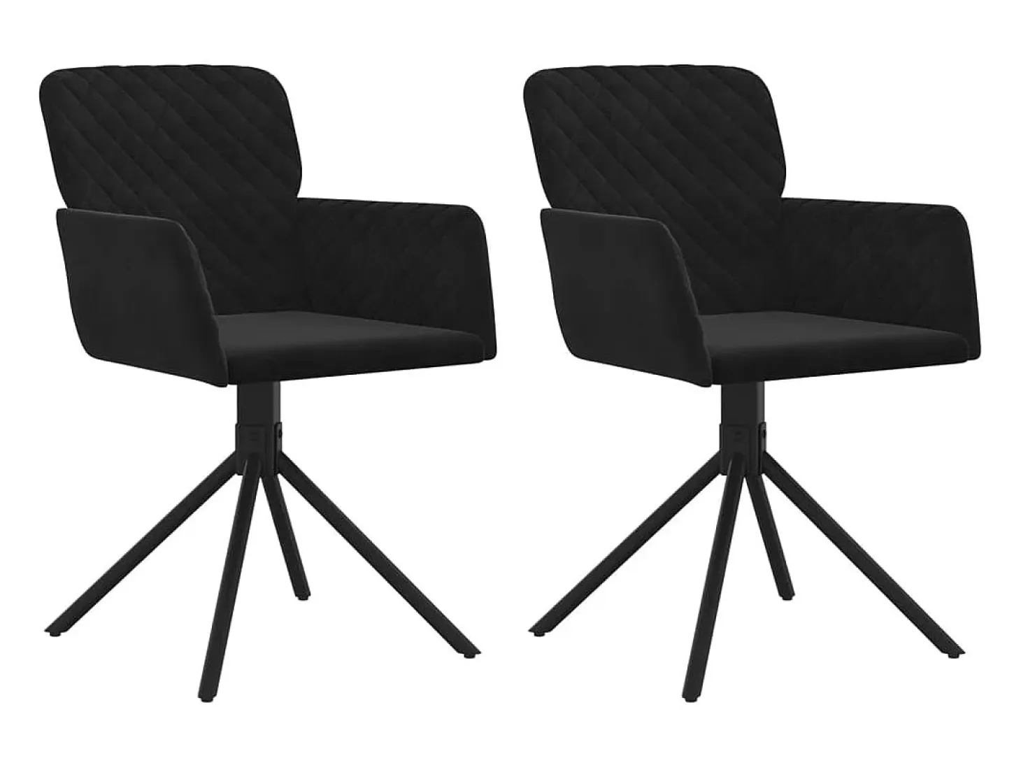 Juego de 2 sillas de comedor giratorias de terciopelo negro