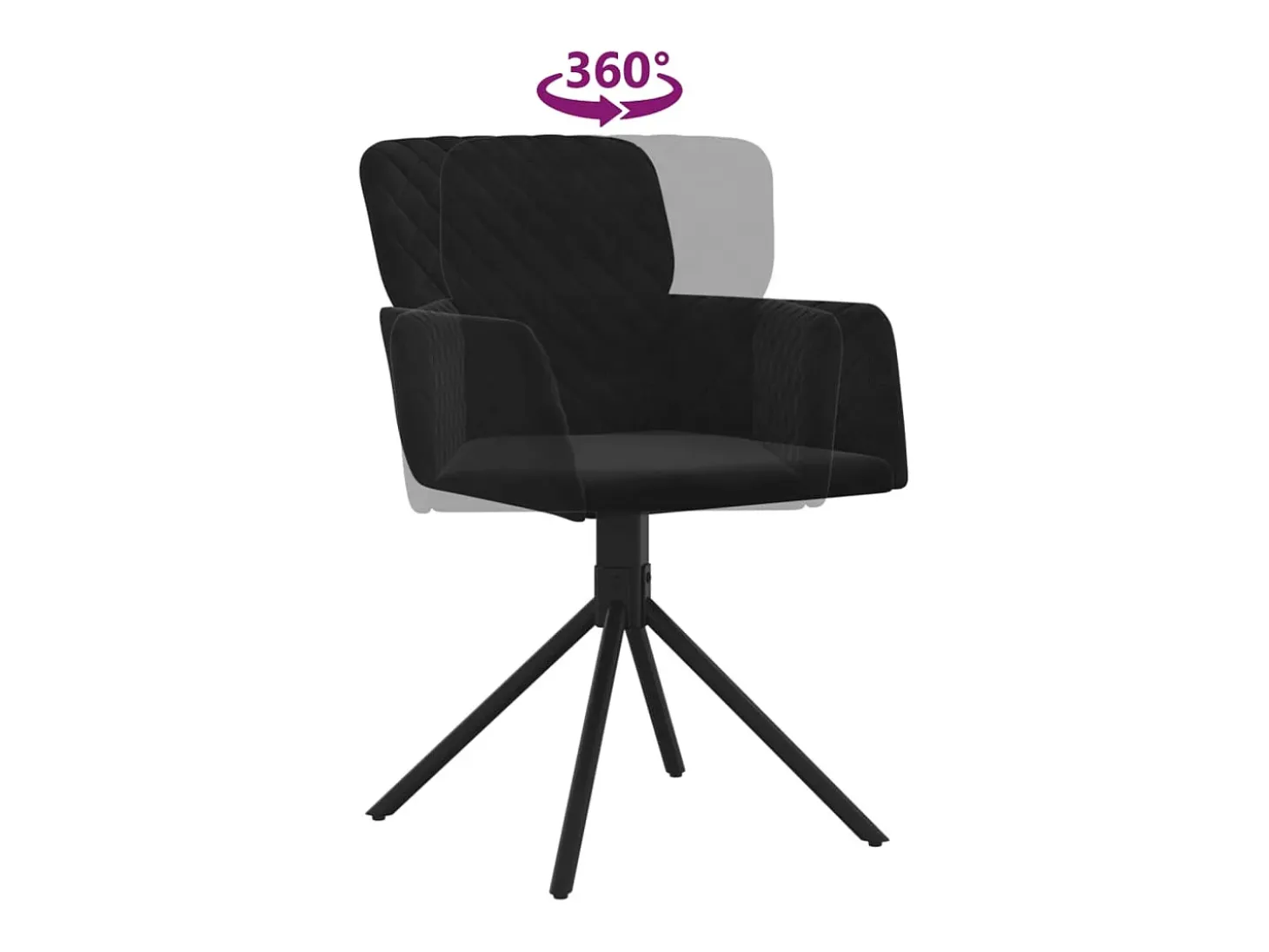 Juego de 2 sillas de comedor giratorias de terciopelo negro