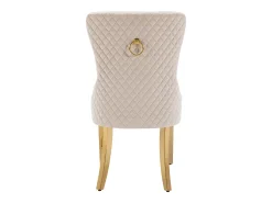 Juego de 4 sillas de comedor - Silla tapizada con tachuelas decorativas y patas de metal dorado - terciopelo beige