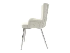 Juego de 2 sillas de comedor en terciopelo beige con respaldo tapizado y patas plateadas, para sala y dormitorio