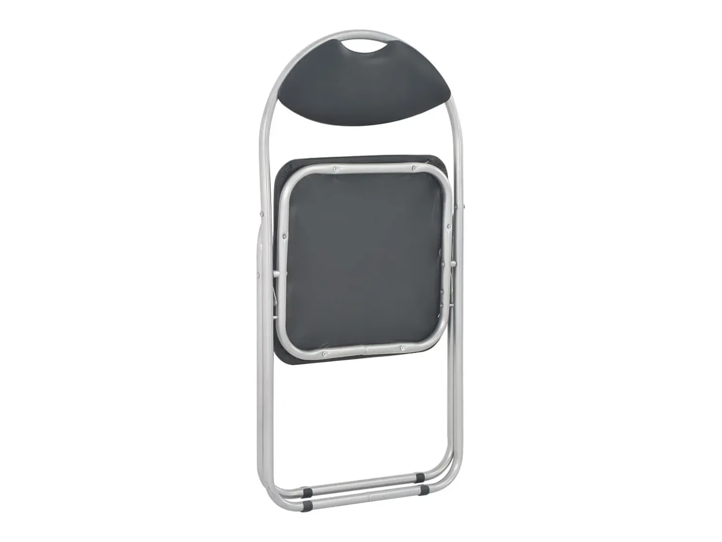 Juego de 2 sillas de comedor plegables de piel sintética negra