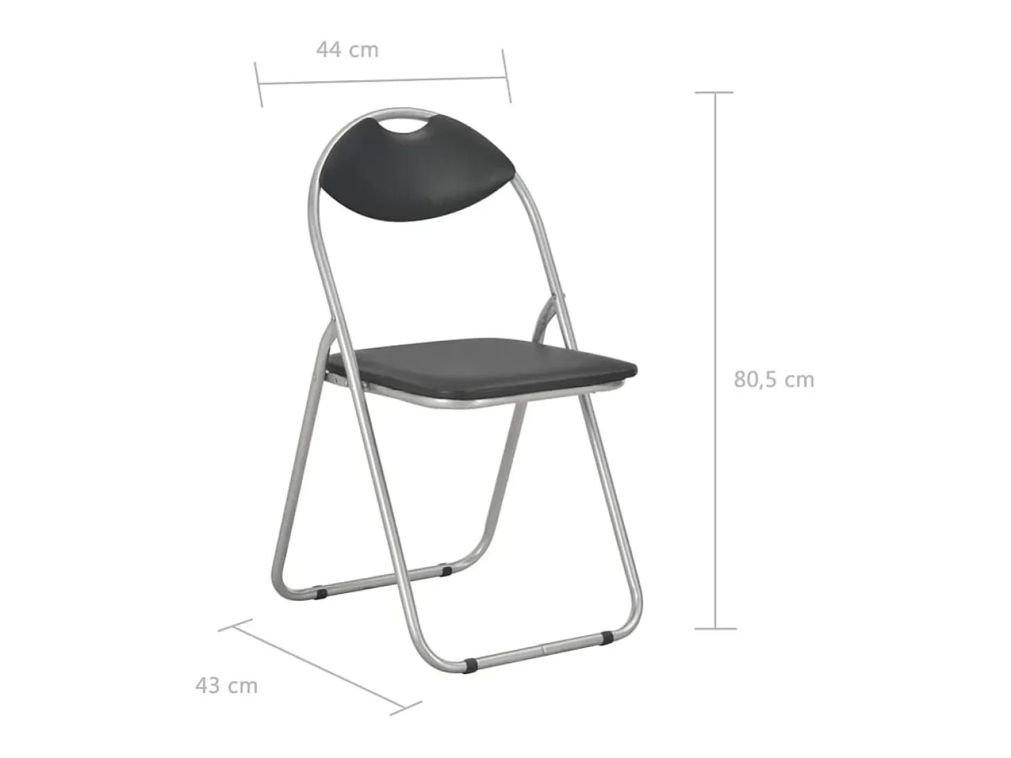 Juego de 2 sillas de comedor plegables de piel sintética negra