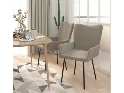 Juego de 2 sillas de comedor en terciopelo gris claro