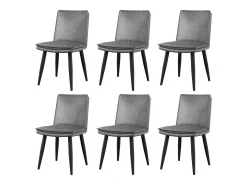 Juego de 6 sillas de comedor, PU gris, con asientos acolchados de doble capa - para comedores y salas de estar