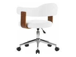 Juego de 2 Sillas de comedor giratorias madera curvada cuero blanco ES694072