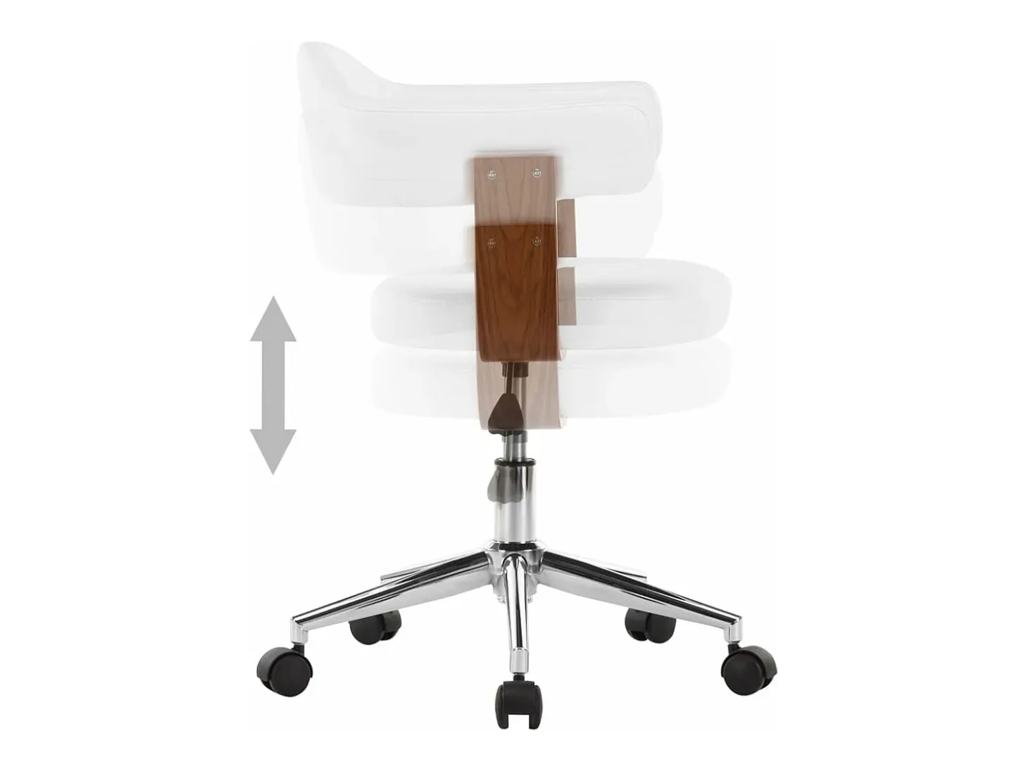 Juego de 2 Sillas de comedor giratorias madera curvada cuero blanco ES694072
