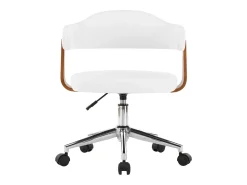 Juego de 2 Sillas de comedor giratorias madera curvada cuero blanco ES694072