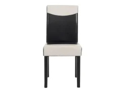 Juego de 6 sillas de comedor Littau de piel sintética, polipiel, blanco y negro, patas oscuras