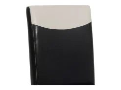 Juego de 6 sillas de comedor Littau de piel sintética, polipiel, blanco y negro, patas oscuras