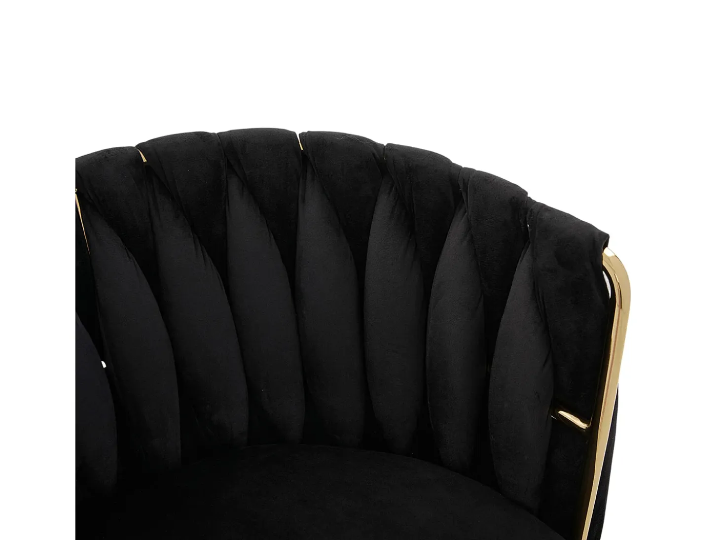 Juego de 2 sillas de comedor de terciopelo negro con función giratoria y patas de metal dorado