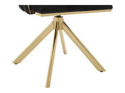 Juego de 2 sillas de comedor de terciopelo negro con función giratoria y patas de metal dorado