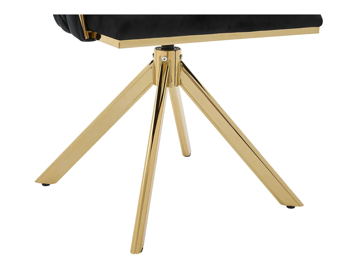 Juego de 2 sillas de comedor de terciopelo negro con función giratoria y patas de metal dorado