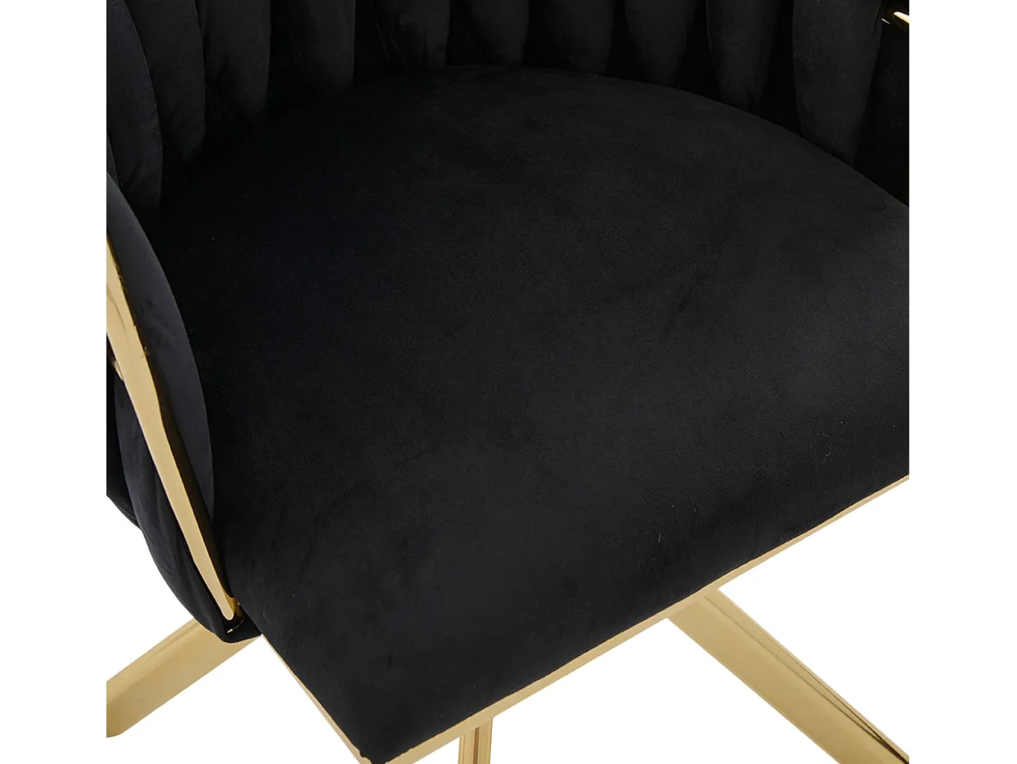 Juego de 2 sillas de comedor de terciopelo negro con función giratoria y patas de metal dorado