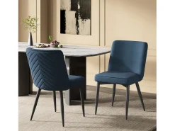 Juego de 6 sillas de comedor - 63 x 48 x 85 cm - para comedores/salones/cafeterías - Estilo moderno - terciopelo - azul oscuro