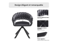 Juego de 6 sillas de comedor - 64 x 54 x 77 cm - Silla de tocador - Patas de garra ajustables - Terciopelo - Gris