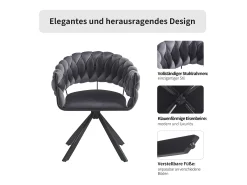 Juego de 6 sillas de comedor - 64 x 54 x 77 cm - Silla de tocador - Patas de garra ajustables - Terciopelo - Gris