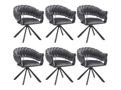 Juego de 6 sillas de comedor - 64 x 54 x 77 cm - Silla de tocador - Patas de garra ajustables - Terciopelo - Gris