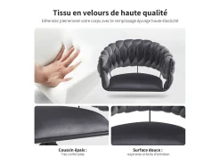 Juego de 6 sillas de comedor - 64 x 54 x 77 cm - Silla de tocador - Patas de garra ajustables - Terciopelo - Gris