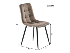 Juego de 4 sillas de comedor - Sillas con respaldo acolchado y patas de metal - terciopelo marrón