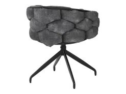 Juego de 2 sillas de comedor giratorias con respaldo y estructura de metal negro - terciopelo gris