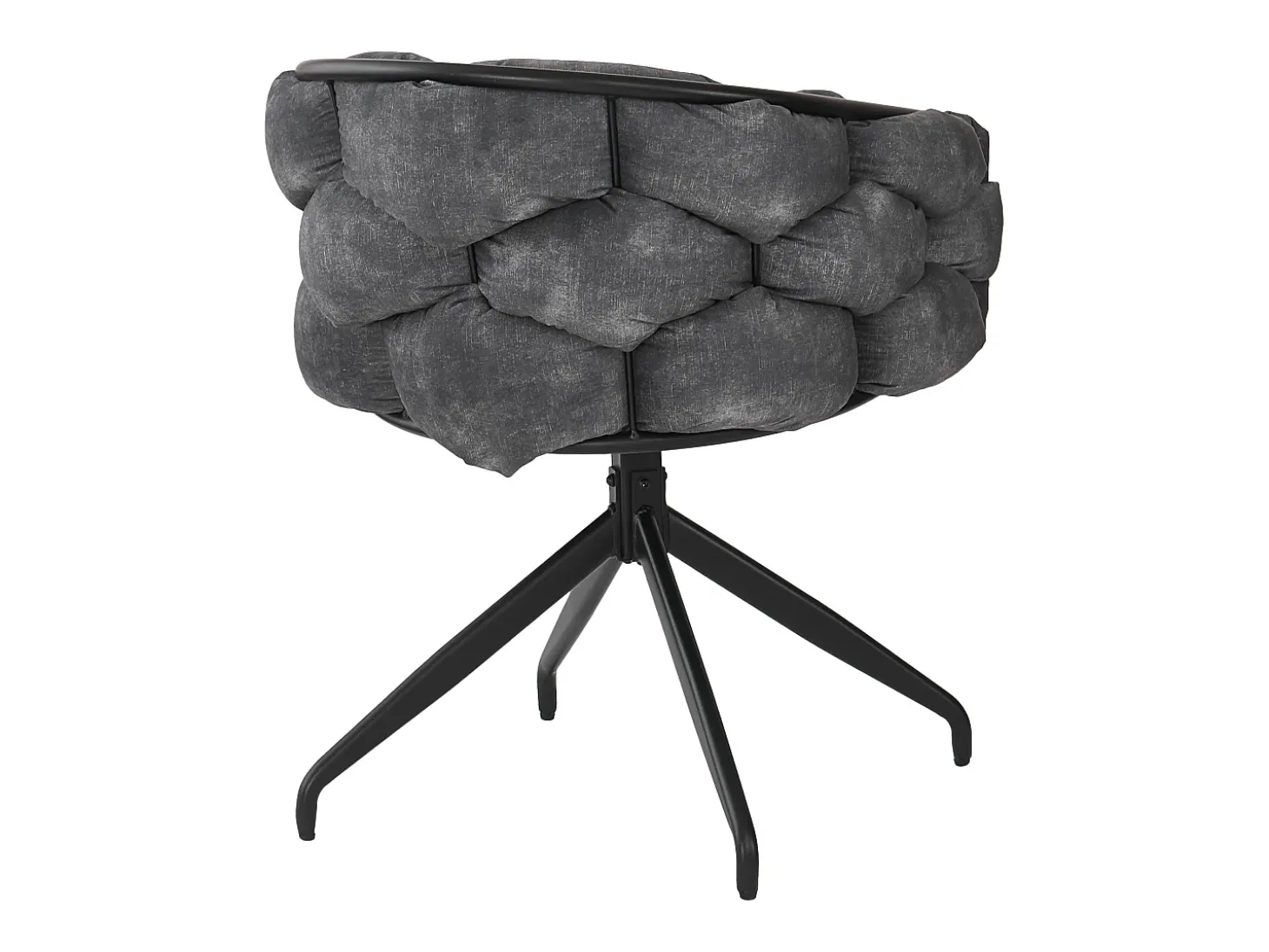Juego de 2 sillas de comedor giratorias con respaldo y estructura de metal negro - terciopelo gris