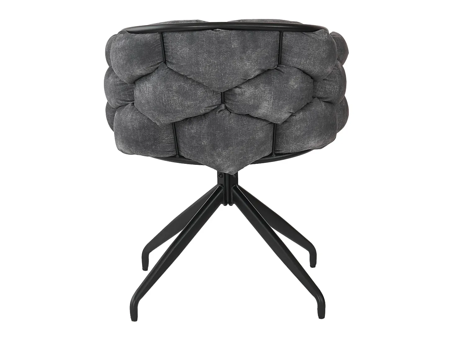 Juego de 2 sillas de comedor giratorias con respaldo y estructura de metal negro - terciopelo gris