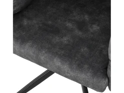 Juego de 2 sillas de comedor giratorias con respaldo y estructura de metal negro - terciopelo gris