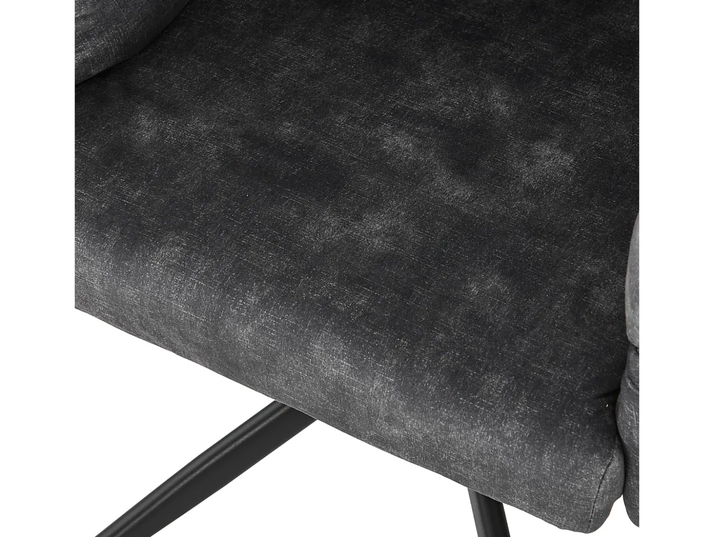 Juego de 2 sillas de comedor giratorias con respaldo y estructura de metal negro - terciopelo gris