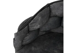 Juego de 2 sillas de comedor giratorias con respaldo y estructura de metal negro - terciopelo gris