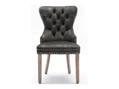 Juego de 4 sillas de comedor - silla tapizada con patas ajustables - terciopelo gris - para dormitorio y salón