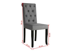 Juego de 2 sillas de comedor de tela gris oscuro