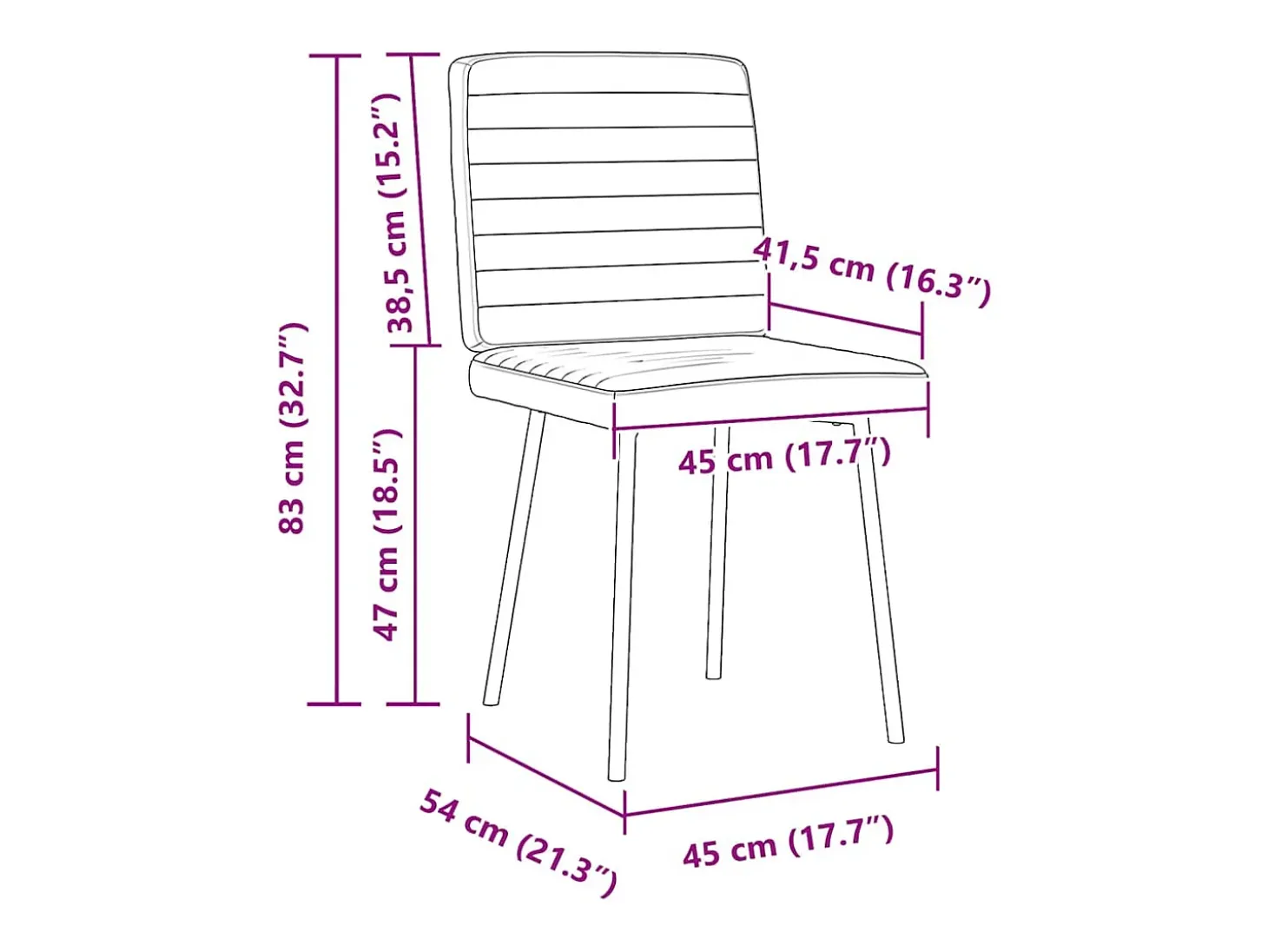Juego de 2 sillas de comedor de piel sintética negra
