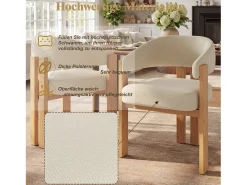 Juego de 6 sillas de comedor ergonómicas - 57,5 x 43 x 78 cm - con acolchado y patas de hierro - Franela - beige y natural