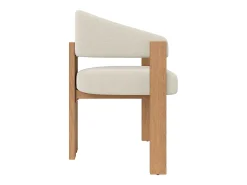Juego de 6 sillas de comedor ergonómicas - 57,5 x 43 x 78 cm - con acolchado y patas de hierro - Franela - beige y natural