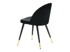 Juego de 2 sillas de comedor de terciopelo negro/latón