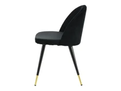 Juego de 2 sillas de comedor de terciopelo negro/latón