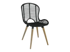 Juego de 2 Sillas de comedor ratán natural negro ES547866