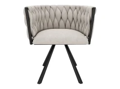 Juego de 2 sillas de comedor giratorias con reposabrazos - 59 x 54 x 72 cm - Tejido de lino - Beige + Negro