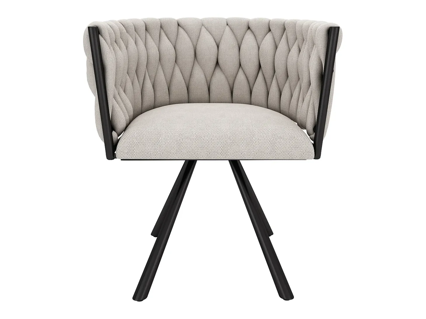 Juego de 2 sillas de comedor giratorias con reposabrazos - 59 x 54 x 72 cm - Tejido de lino - Beige + Negro