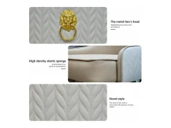 Juego de 2 sillas de comedor beige de cocina en cuero, capacidad de carga 150 kg, 43.5x43.5x90cm