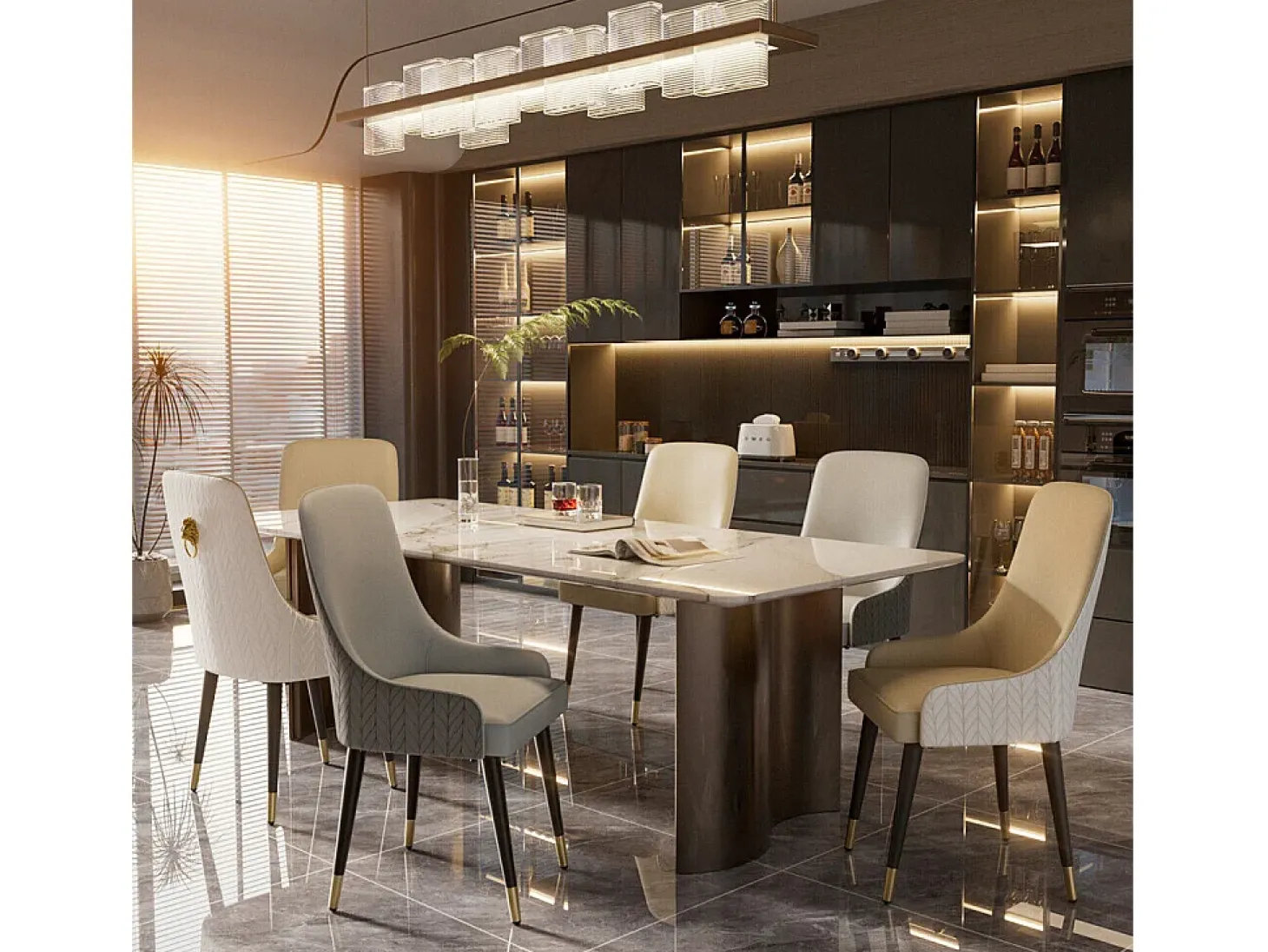 Juego de 2 sillas de comedor beige de cocina en cuero, capacidad de carga 150 kg, 43.5x43.5x90cm