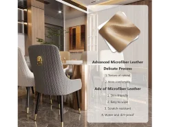 Juego de 2 sillas de comedor beige de cocina en cuero, capacidad de carga 150 kg, 43.5x43.5x90cm
