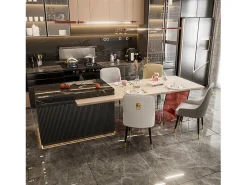 Juego de 2 sillas de comedor beige de cocina en cuero, capacidad de carga 150 kg, 43.5x43.5x90cm