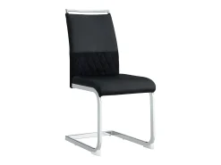 Juego de 2 sillas de comedor con respaldo alto de cuero sintético y lino, tachuelas decorativas, metal y terciopelo negro (42 x 45 x 83,7 cm)